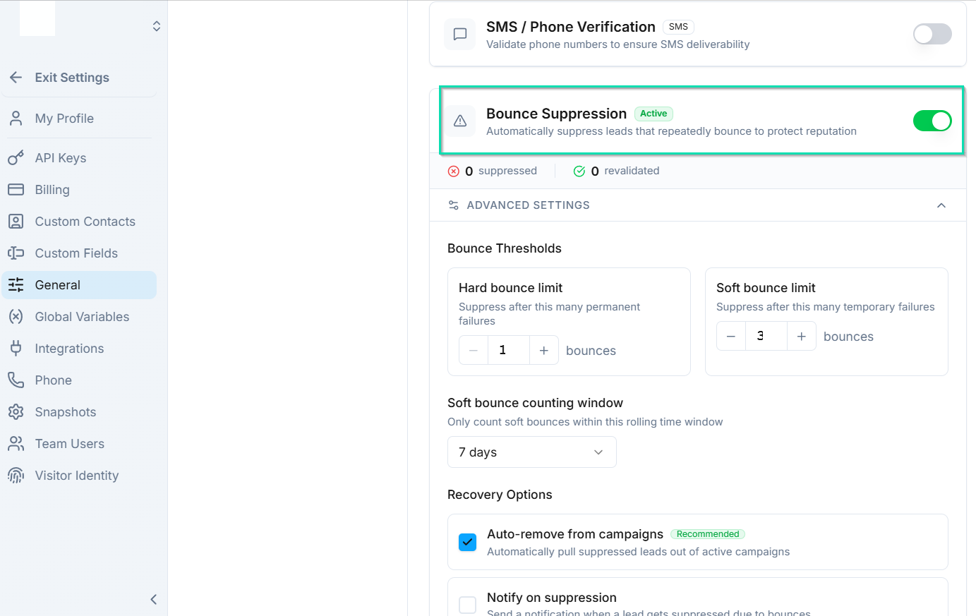 Bounce Suppression
